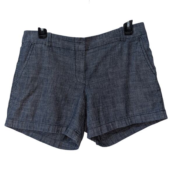J. Crew Factory Blue Chambray 100% Cotton Preppy Chino Shorts Size 8 - Picture 1 of 9